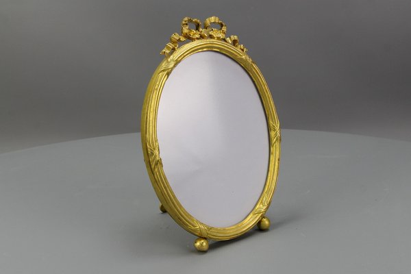 Early 20th Century French Louis XVI Bronze Oval Desktop Picture Frame, 1890s-KEG-1672961