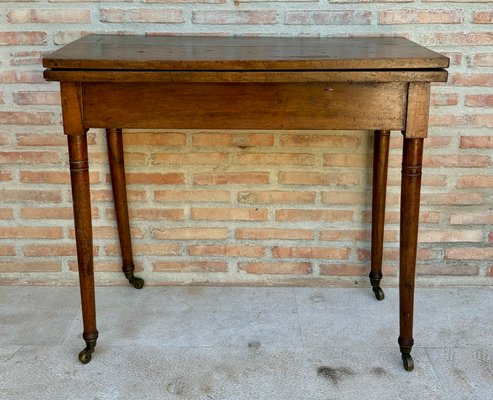 Early 20th Century French Walnut Game Table with Wheels, 1920s-NOU-2018312