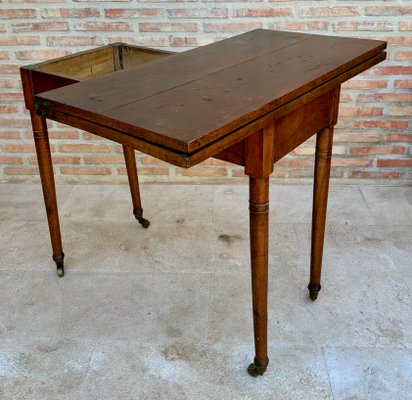 Early 20th Century French Walnut Game Table with Wheels, 1920s-NOU-2018312