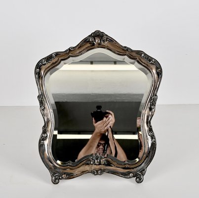 Early 20th Century Italian Louis XV Style 800 Silver Table Mirror, 1930s-JDR-1441780