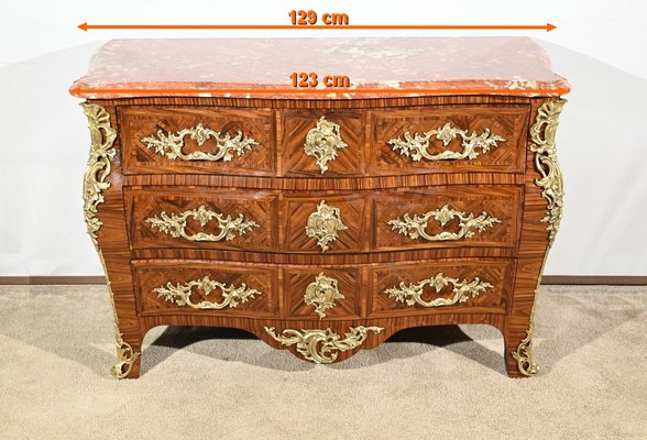 Early 20th Century Louis XIV-Louis XV Transition Style Marquetry Chest of Drawers-RVK-1800456