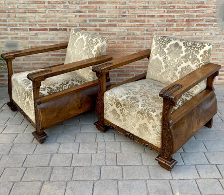 Early 20th Century Modernist Oak Armchairs, 1920s, Set of 2-NOU-1083254