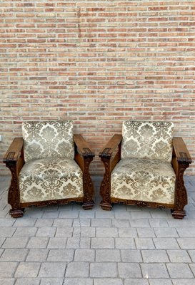 Early 20th Century Modernist Oak Armchairs, 1920s, Set of 2-NOU-1083254