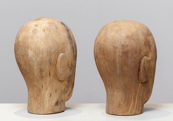 Early 20th Century Scandinavian Faded Milliners' Heads, 1900s, Set of 2-JE-1397648