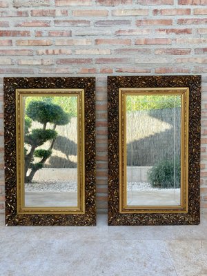 Early 20th Century Spanish Beveled Mirrors with Gold Frames, Set of 2-NOU-1078518