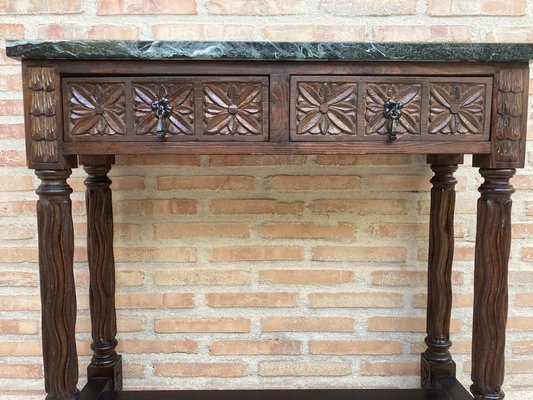 Early 20th Century Spanish Carved Walnut Console Table-NOU-1047299