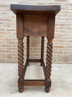 Early 20th Century Spanish Catalan Carved Walnut Console Table With One Drawer-NOU-1250444