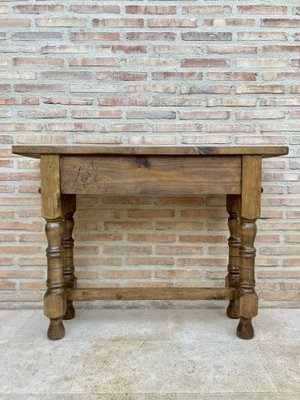 Early 20th Century Spanish Console Table with 2 Drawers and Turned Legs-NOU-1022859