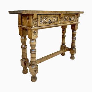 Early 20th Century Spanish Console Table with 2 Drawers and Turned Legs-NOU-1022859