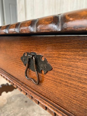 Early 20th-Century Spanish Desk with Lyre Legs and Carved Edges on Top-PSK-1002611