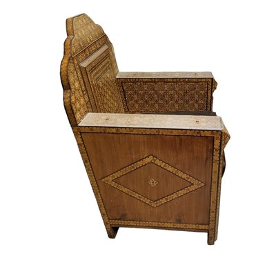 Early 20th Century Syrian Harwood and Marquetry Inlaid Armchair, Set of 2-TCS-1758750