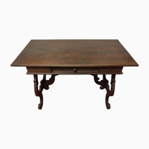 Early 20th Century Tuscan Fratino Style Table in Walnut with Lyre Legs-ZFY-1700985