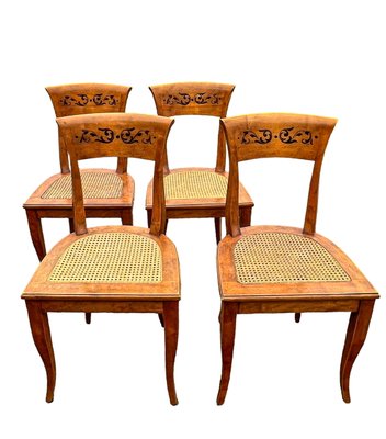 Early Biedermeier Dining Chairs in Fruit Wood, Germany, 1850s, Set of 4-WZZ-1760056