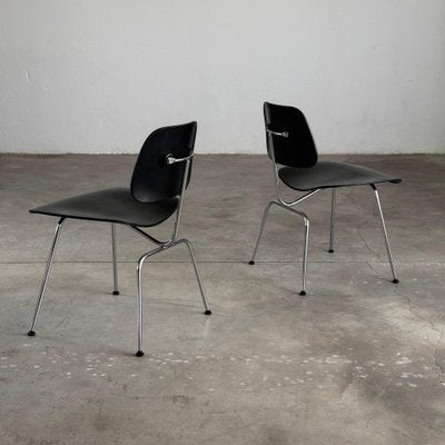 Early Eames DCM Dining Chairs in Black attributed to Herman Miller, 1950s, Set of 2-KHT-2039644