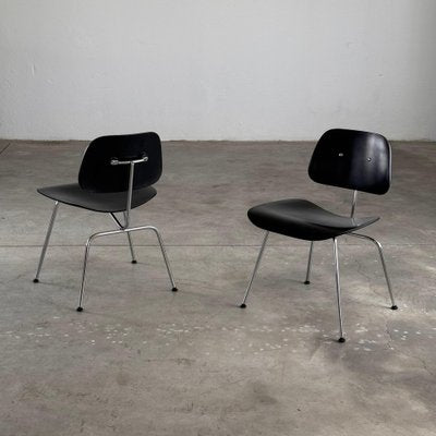 Early Eames DCM Dining Chairs in Black attributed to Herman Miller, 1950s, Set of 2-KHT-2039644