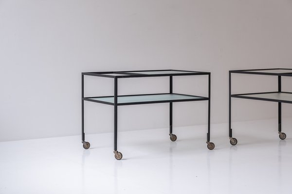 Early Edition Serving Trolley by Herbert Hirche for Christian Holzäpfel Kg, 1950s, Set of 2-VWQ-1794237