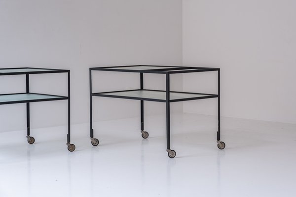 Early Edition Serving Trolley by Herbert Hirche for Christian Holzäpfel Kg, 1950s, Set of 2-VWQ-1794237