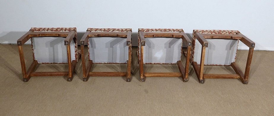 Early Twentieth Century Oak Chairs in the Style of Monastic, Set of 4-RVK-1146817