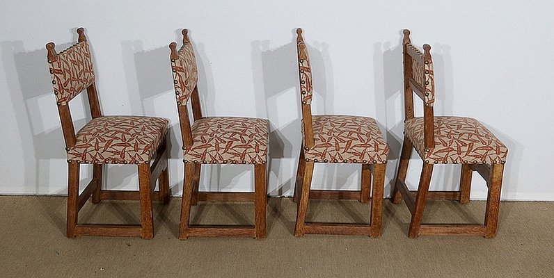 Early Twentieth Century Oak Chairs in the Style of Monastic, Set of 4-RVK-1146817