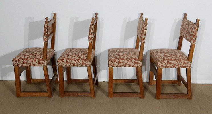 Early Twentieth Century Oak Chairs in the Style of Monastic, Set of 4-RVK-1146817