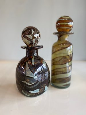 Earth Tone Glass Decanter with balloonstopper from Mdina, Set of 2-JO-1374282