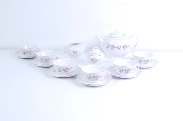 Earthenware Ceramic Flower Coffee Tea Service from Laveno, 1950s, Set of 9-XSG-1345409