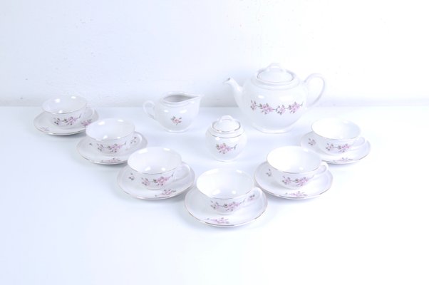 Earthenware Ceramic Flower Coffee Tea Service from Laveno, 1950s, Set of 9-XSG-1345409