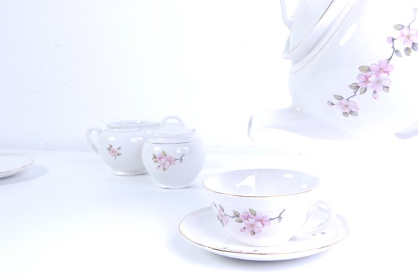 Earthenware Ceramic Flower Coffee Tea Service from Laveno, 1950s, Set of 9-XSG-1345409