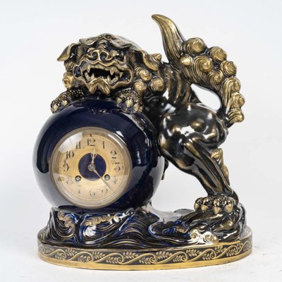 Earthenware Clock with Chien De Fô from Lunéville, 1900s-WFS-2039439