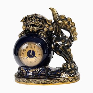 Earthenware Clock with Chien De Fô from Lunéville, 1900s-WFS-2039439