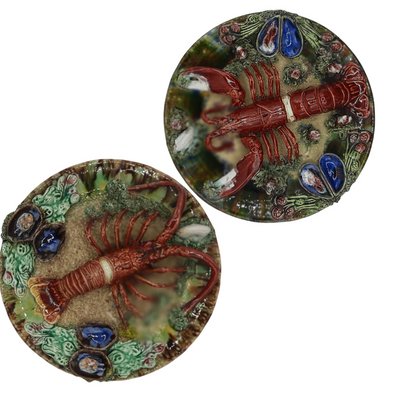 Earthenware Lobster Plates, Portugal, 1930s, Set of 2-TCS-1135291