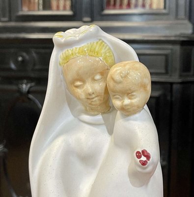 Earthenware Virgin and Child by Bel Delecourt for Quimper-QYF-1703559