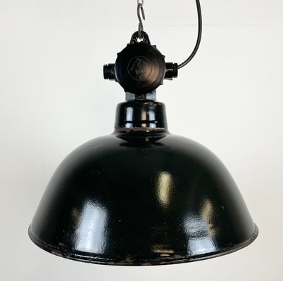 East German Enamel Factory Hanging Lamp from LBD Veb Leuchtenbau Dresden, 1950s-CGF-1363741