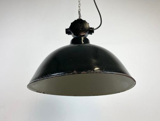 East German Enamel Factory Hanging Lamp from LBD Veb Leuchtenbau Dresden, 1950s-CGF-1363741