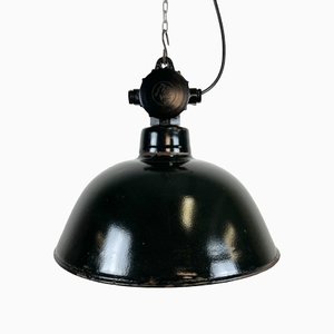 East German Enamel Factory Hanging Lamp from LBD Veb Leuchtenbau Dresden, 1950s-CGF-1363741