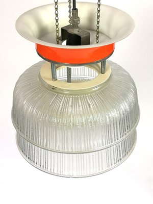 Eastern European Glass & Steel Ceiling Lamp, 1960s-UWE-973160