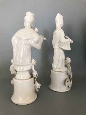 Eastern White Ceramic Couple Figurines, Set of 2-OLY-1145041