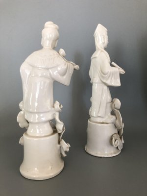 Eastern White Ceramic Couple Figurines, Set of 2-OLY-1145041