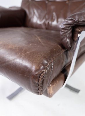 Easy Chair in Patinated Brown Leather by Arne Norell, 1970s-UY-952723