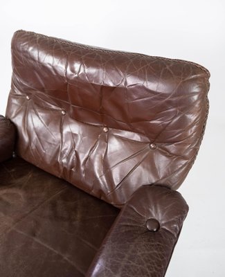 Easy Chair in Patinated Brown Leather by Arne Norell, 1970s-UY-952723