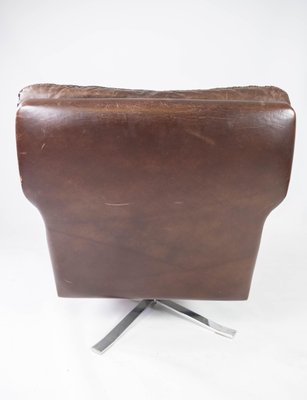 Easy Chair in Patinated Brown Leather by Arne Norell, 1970s-UY-952723