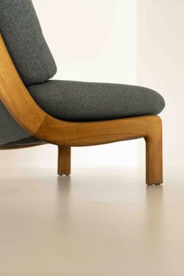 Easy Chair in Wood & Blue Fabric, 1970s-UQV-1373695