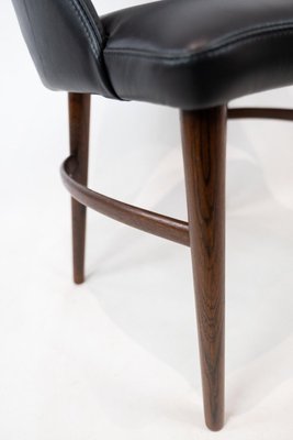 Easy Chair Upholstered with Black Leather and Legs of Rosewood by Chr. Linneberg-UY-820558