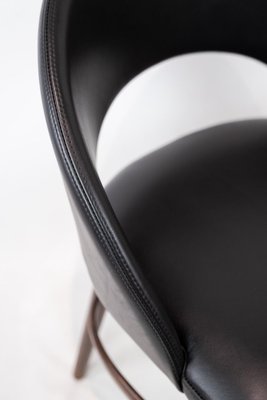 Easy Chair Upholstered with Black Leather and Legs of Rosewood by Chr. Linneberg-UY-820558