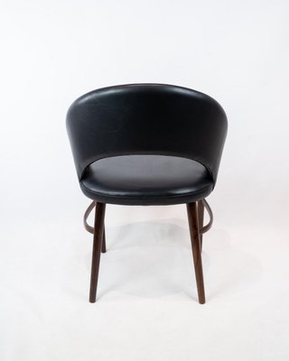 Easy Chair Upholstered with Black Leather and Legs of Rosewood by Chr. Linneberg-UY-820558