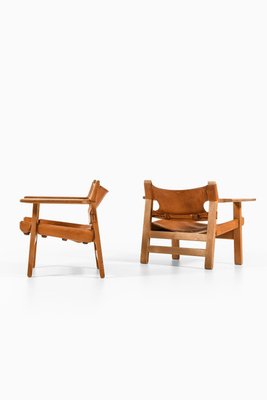 Easy Chairs in Oak and Cognac Brown Leather attributed to Børge Mogensen, 1950s, Set of 2-SC-2022153