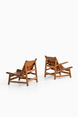 Easy Chairs in Oak and Natural Grain Leather attributed to Børge Mogensen, 1960s, Set of 2-SC-2032652