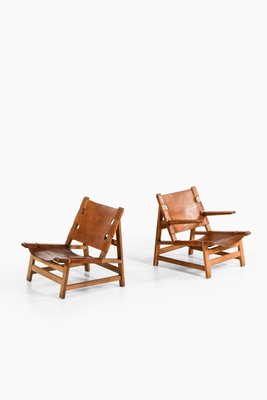 Easy Chairs in Oak and Natural Grain Leather attributed to Børge Mogensen, 1960s, Set of 2-SC-2032652