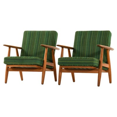 Easy Chairs in Oak with Original Fabric attributed to Hans Wegner, 1950s, Set of 2-SC-2022123