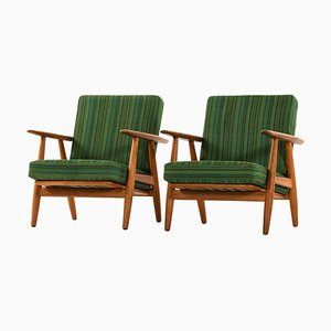 Easy Chairs in Oak with Original Fabric attributed to Hans Wegner, 1950s, Set of 2-SC-2022123